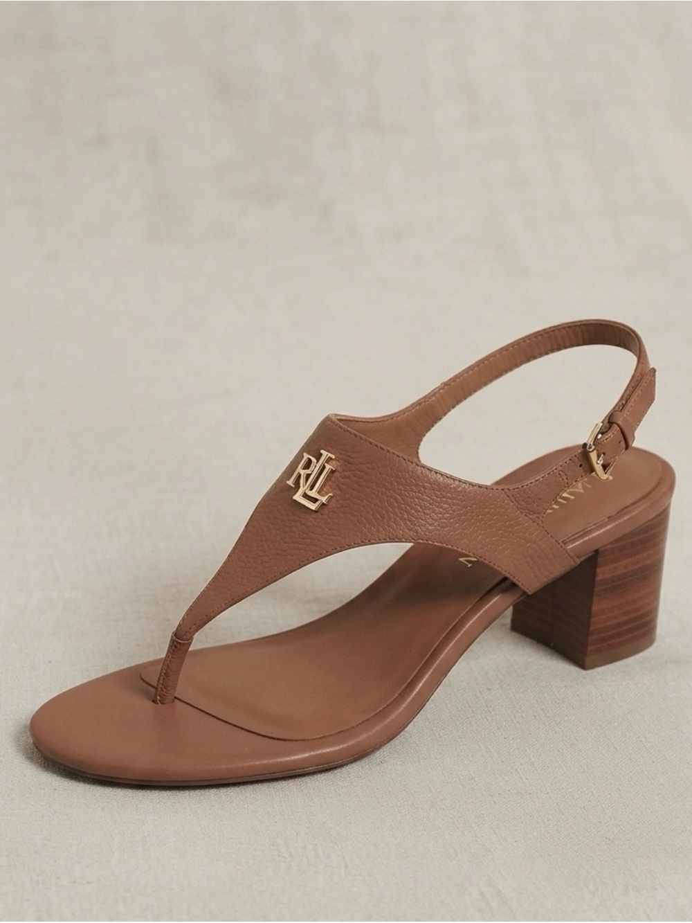 Ralph Lauren Westcott II Polo Tan Tumbled Leather Sandals Size 9B - Picture 6 of 8